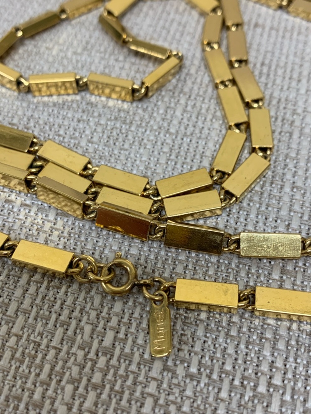 MONET Vintage Gold Plated Rectangular Link Chain 54”Long Necklace - Picture 8 of 8